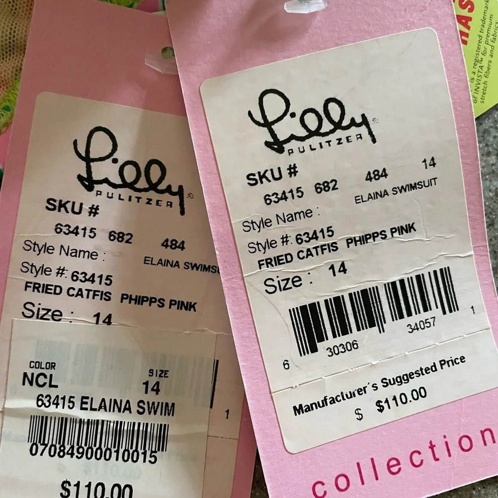 🆕⭐Ultra Rare⭐💗 4 Pc Set Lilly Pulitzer Pink & Green Tankini and Swim Cover Up